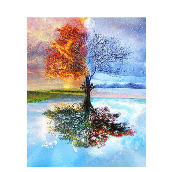 Seasons Tree Oil Painting, Landscape Picture By Number - Image 7