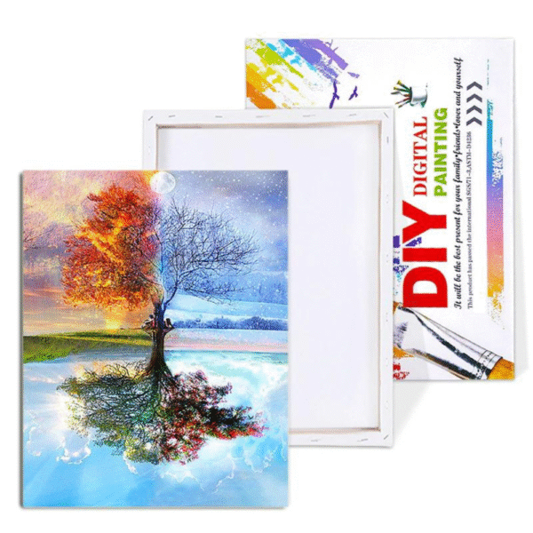 Seasons Tree Oil Painting, Landscape Picture By Number - Image 2