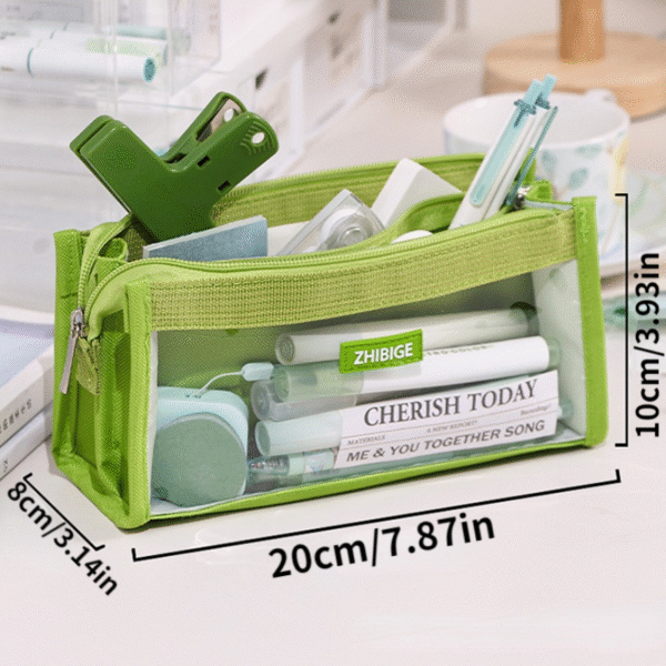 Six Layers Large Capacity Pencil Bag, Green - Image 2