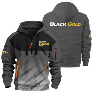 Black Gold Sights Exclusive Logo Hoodie Half Zipper OUHU3DHHZ04BDZ