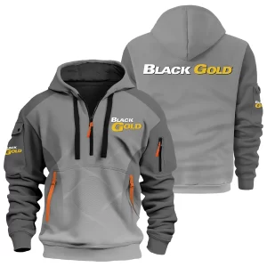 Black Gold Sights Exclusive Logo Hoodie Half Zipper OUHU3DHHZ05BDZ