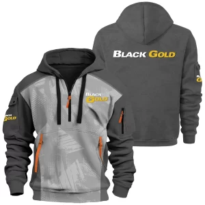 Black Gold Sights Exclusive Logo Hoodie Half Zipper OUHU3DHHZ10BDZ