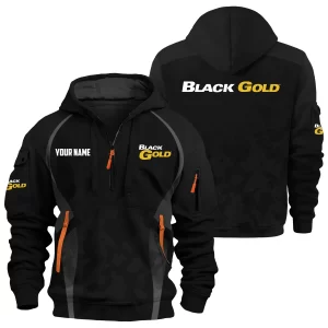 Black Gold Sights Exclusive Logo Hoodie Half Zipper OUHU3DHHZ13BDZ