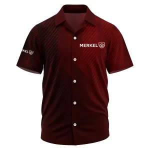 Merkel Exclusive Logo Short Sleeve Camp Collar Shirt OUHUHWS081506MKZ