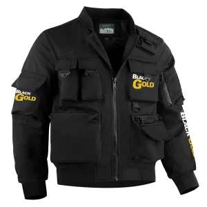 Black Gold Sights Exclusive Logo Multi Pocket Bomber Jacket Waterproof Windproof OUHUMPBJ0815BDZ
