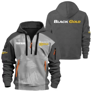 Black Gold Sights Exclusive Logo Hoodie Half Zipper OUHUN3DHHZ10BDZ