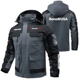 Benelli USA Exclusive Logo Water Resistant Outdoor Jacket Detachable Hood OUHUV203A0815BUZ
