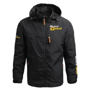 Black Gold Sights Exclusive Logo Waterproof Outdoor Jacket Detachable Hood OUHUWOJ0815BDZ